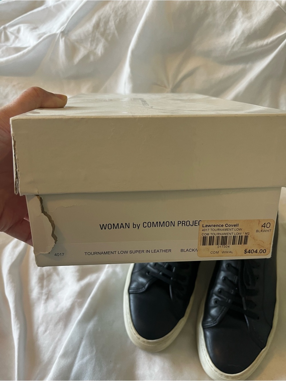 Common Projects Tournament Low Black Leather Sneakers | Box & Dust Bag | Size 40 - Picture 11 of 13